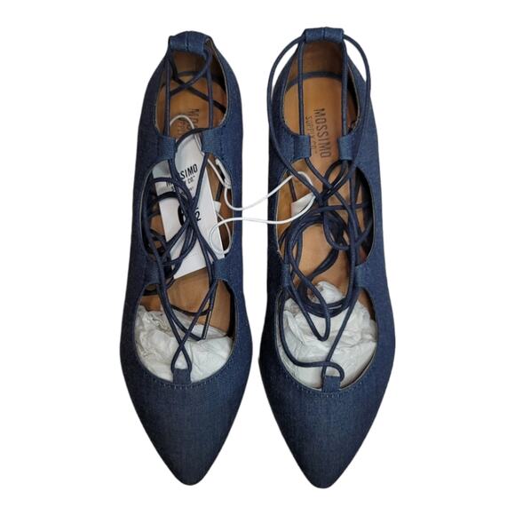 Mossimo Pointed Lace-Up Denim Blue Ballet Flats Size 6.5 - Picture 2 of 7